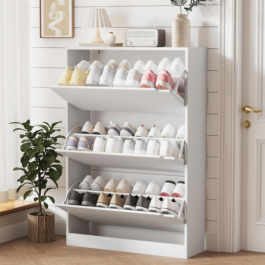 Ez Thin Wooden Shoe Rack – 3 Doors