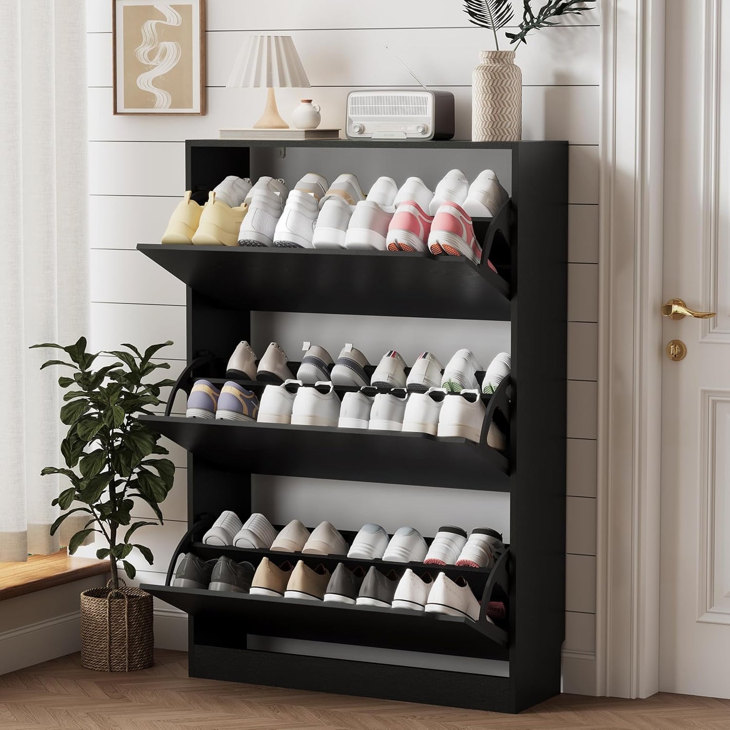 Ez Thin Wooden Shoe Rack – 3 Doors