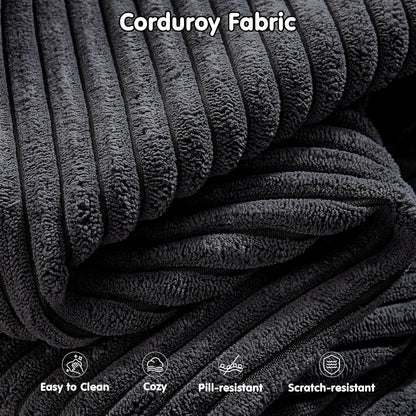 Plush Corduroy L-Shape Sofa – Ready to Lounge, No Assembly