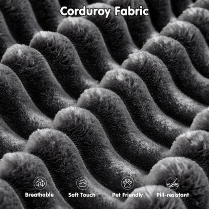 Plush Corduroy L-Shape Sofa – Ready to Lounge, No Assembly