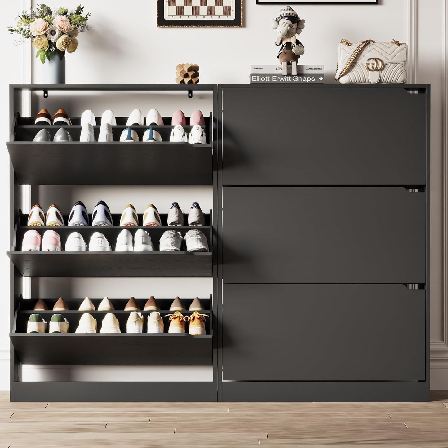 Ez Thin Wooden Shoe Rack – 3 Doors