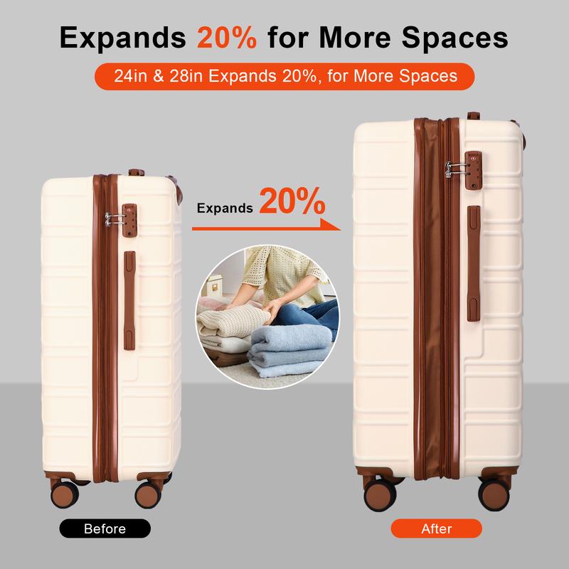 4 Piece Luggage Set with TSA Lock, Expandable Hardshell Spinner Wheels